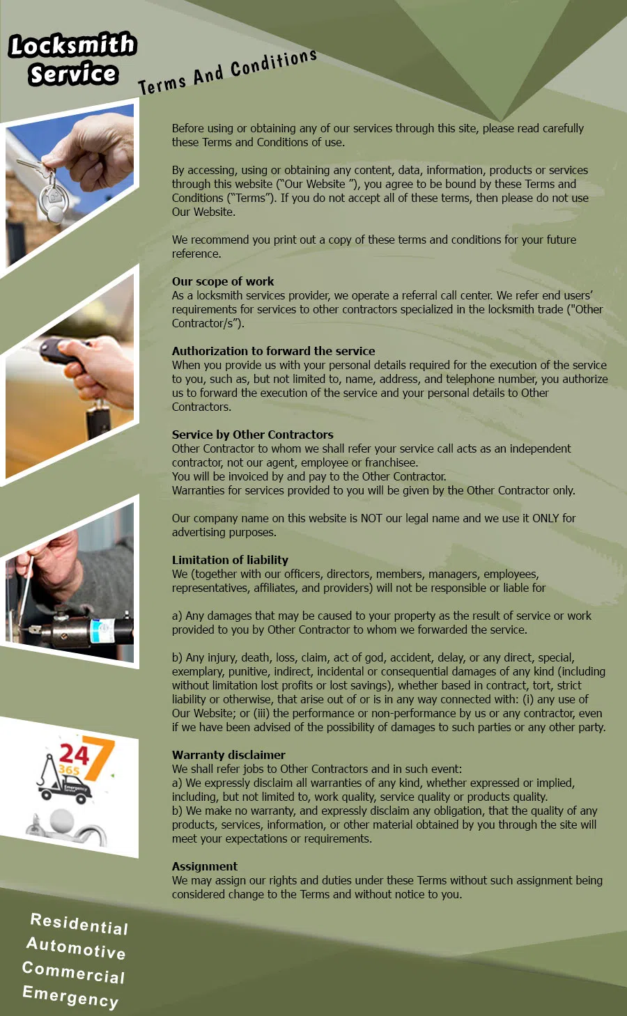 San Diego Emerald Locksmith, San Diego, CA 619-824-3191 - terms-ls